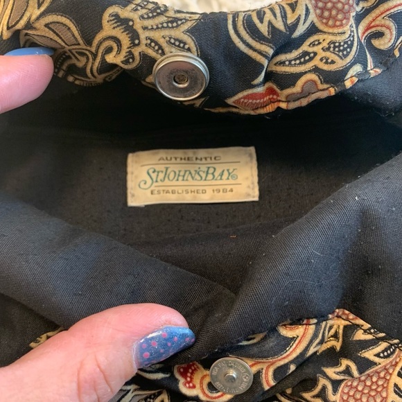 St.John’s Bay Boho Style Bamboo Handle Handbag Dark Floral Print - Picture 4 of 5